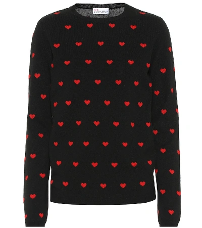 Shop Red Valentino Heart Wool-blend Sweater In Black