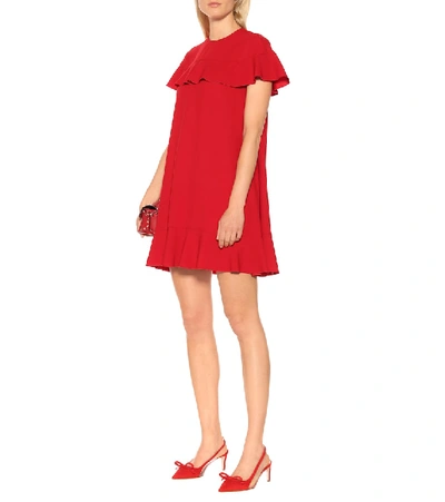 Shop Red Valentino Ruffled Crêpe Minidress In Red