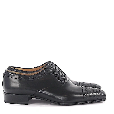 Shop Artioli Business Shoes Oxford Alligator Leather Black In Schwarz