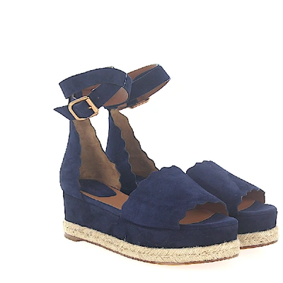 Shop Chloé Espadrilles Sandals Lauren Suede Blue