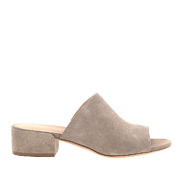 taupe suede mules
