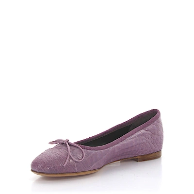 Shop Unützer Classic Ballet Flats Alligator Leather Ribbon Purple