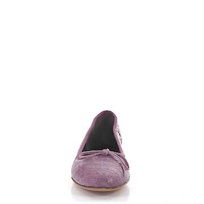 Shop Unützer Classic Ballet Flats Alligator Leather Ribbon Purple