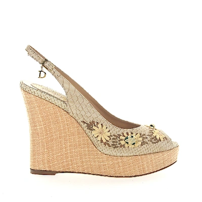 Shop Dior Platform Sandals In Beige