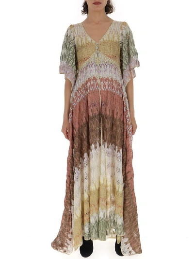 Shop Missoni Mixed Print Crotchet Robe In Multi