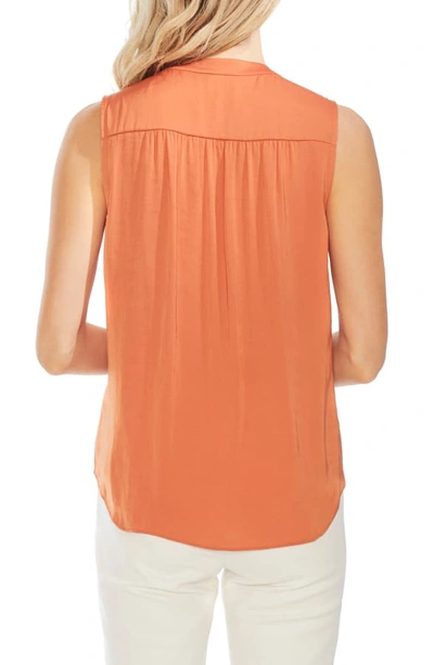 Shop Vince Camuto Rumpled Satin Blouse In Crushed Orange