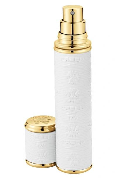 Shop Creed Small White With Gold Trim Leather Atomizer