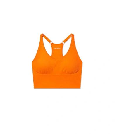 Shop Tory Sport Seamless Cami Long Bra In Vibrant Orange