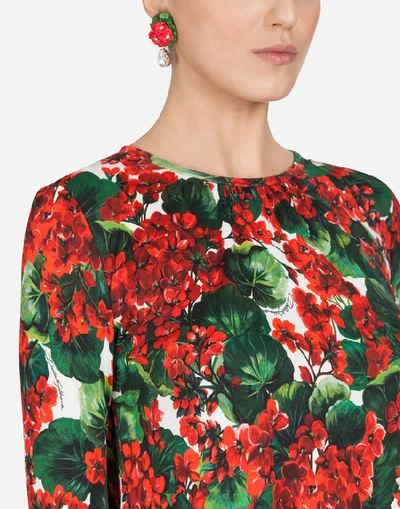 Shop Dolce & Gabbana Short Portofino-print Viscose Dress In Floral Print