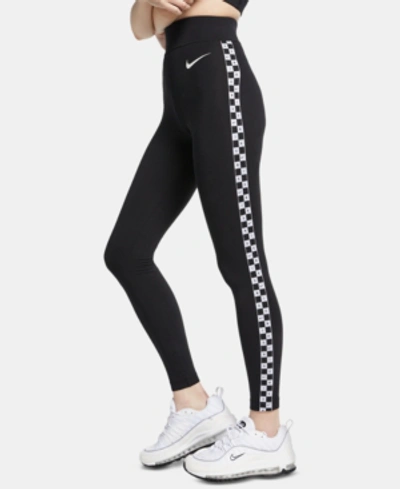 Shop Nike Sportswear Striped Leggings In Black