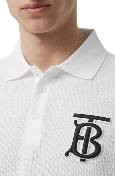 Shop Burberry Warren Patch Short Sleeve Pique Polo In White