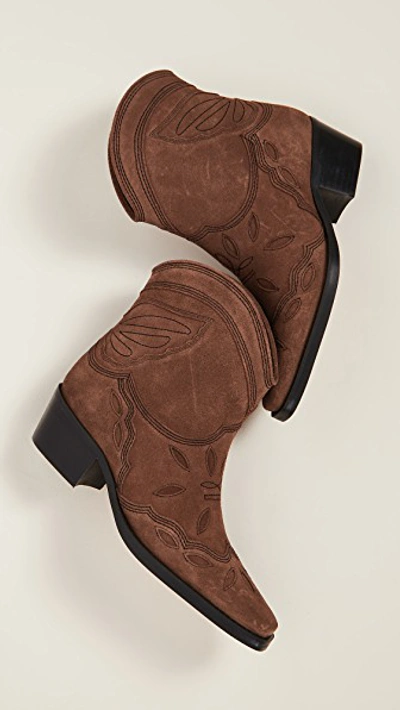 Shop Ganni Low Texas Boots In Tapioca