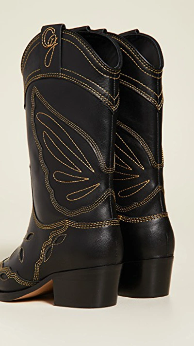 Shop Ganni High Texas Boots In Black