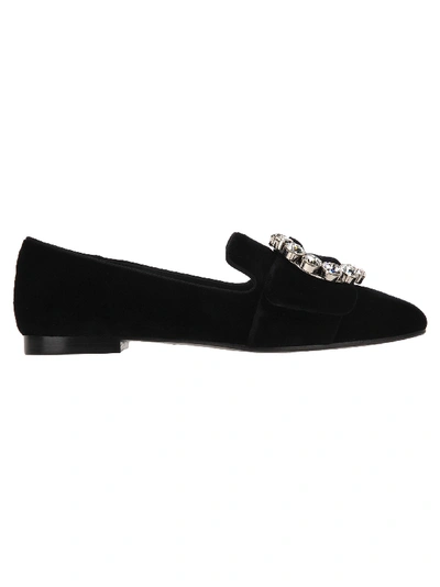 Shop Dolce & Gabbana Jackie Velvet Slippers With Bejewelwd Buckle In Black