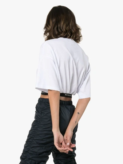 Shop Natasha Zinko Logo Cropped Cotton T-shirt In White