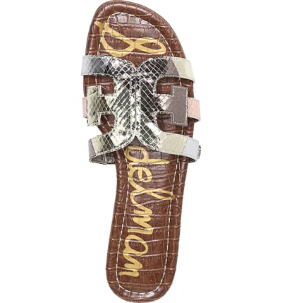 Shop Sam Edelman Bay Cutout Slide Sandal In Metallic Embossed Leather