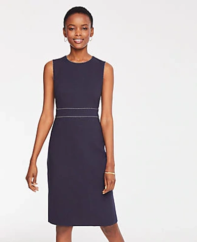 Shop Ann Taylor Petite Rope Piped Sheath Dress In Night Sky