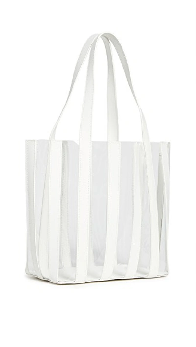 Shop Loeffler Randall Marlena Pieced Tote Bag In White/clear