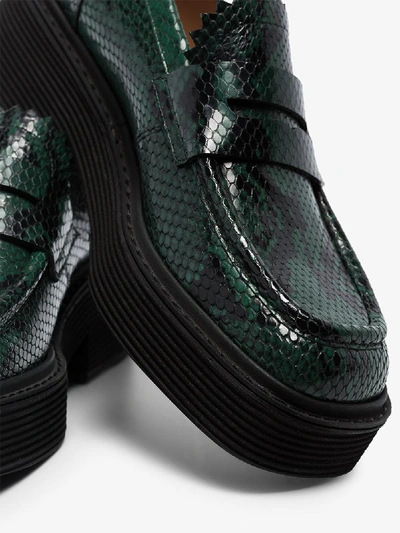 Shop Marni Snakeskin-effect Chunky Loafers In 00v91 Green