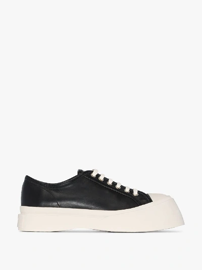 Shop Marni Black Leather 20 Chunky Sneakers In 00n99 Black