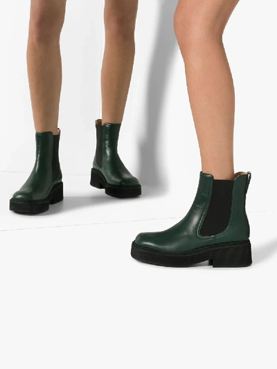 Shop Marni Chunky Chelsea Boots In 00v91 Green