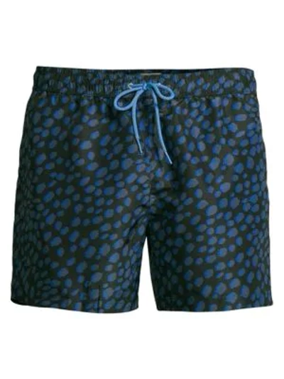 Shop Paul Smith Cheetah Print Swim Shorts In Blue