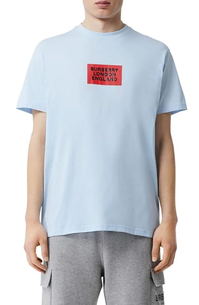 Shop Burberry Fenson Box Logo T-shirt In Pale Blue