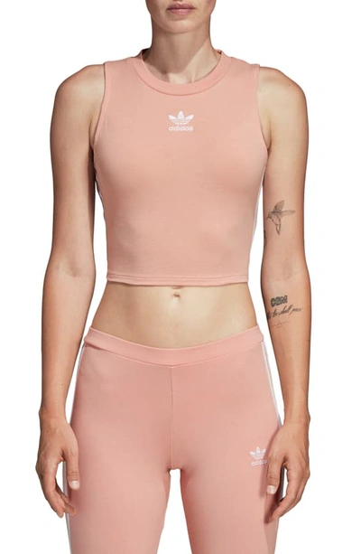 Shop Adidas Originals Crop Tank In Dust Pink