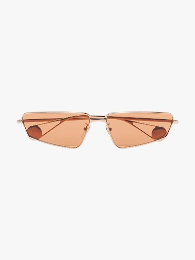 Shop Gucci Eyewear Sonnenbrille Mit Eckigem Gestell In Gold