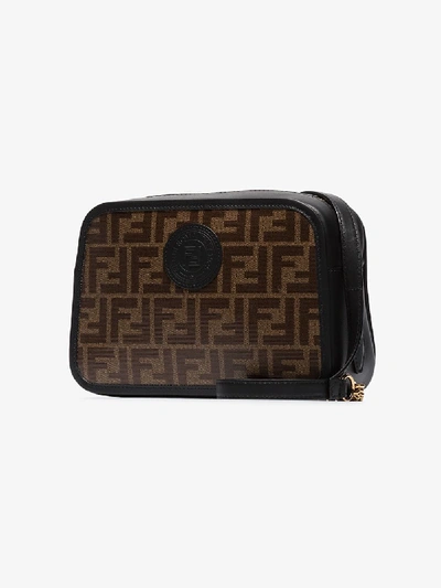 Shop Fendi Brown And Black Ff Camera Leather Cross Body Bag