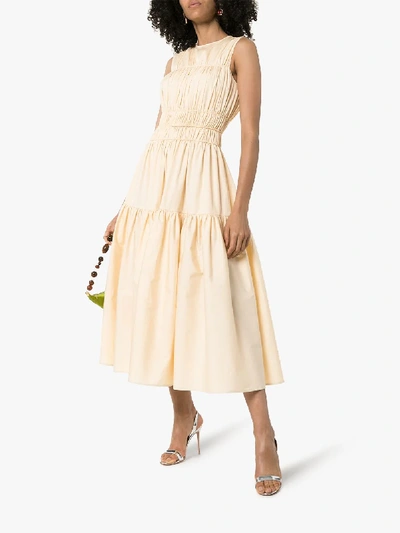 Shop Roksanda Isilda Cotton Poplin Midi Dress In Yellow