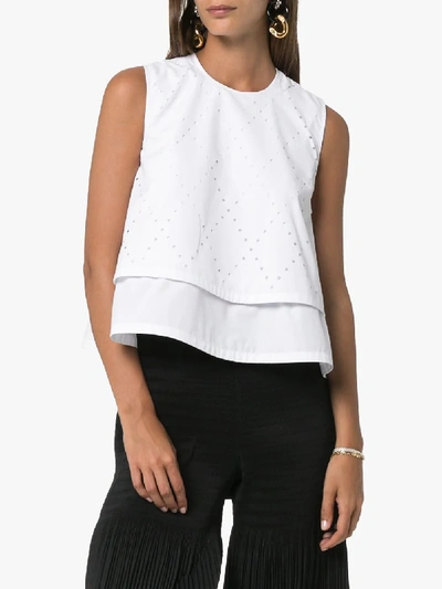 Shop Moncler Perforiertes Top In White