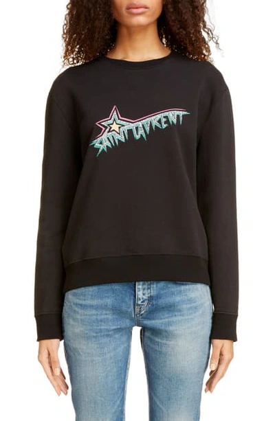 Shop Saint Laurent Star Logo Sweatshirt In Noir/ Multicolore