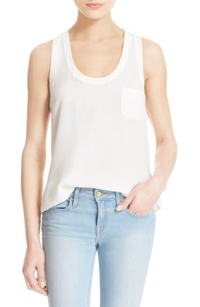 Shop Joie 'alicia' Racerback Silk Tank In Porcelain