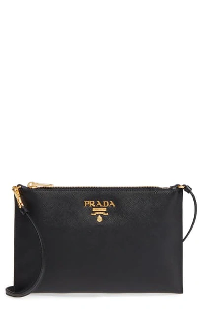 Shop Prada Small Saffiano Leather Shoulder Bag In F0002 Nero