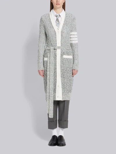 Shop Thom Browne 4-bar Open Stitch Cardigan In Grey