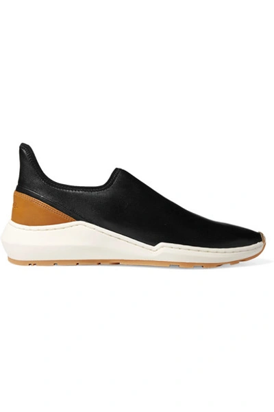 Shop Vince Marlon Leather Slip-on Sneakers In Black