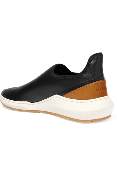 Shop Vince Marlon Leather Slip-on Sneakers In Black