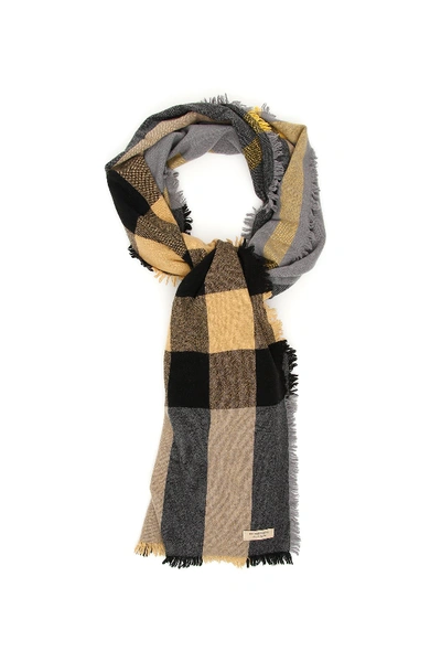 Shop Burberry Colour Block Checked Scarf In Multi