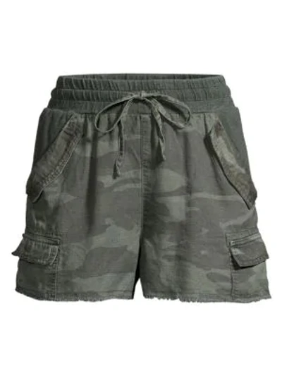 Shop Splendid Dockside Camo Cargo Shorts In Olive