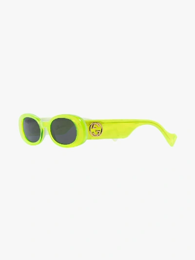 Shop Gucci Eyewear Sonnenbrille Mit Ovalem Gestell In Yellow