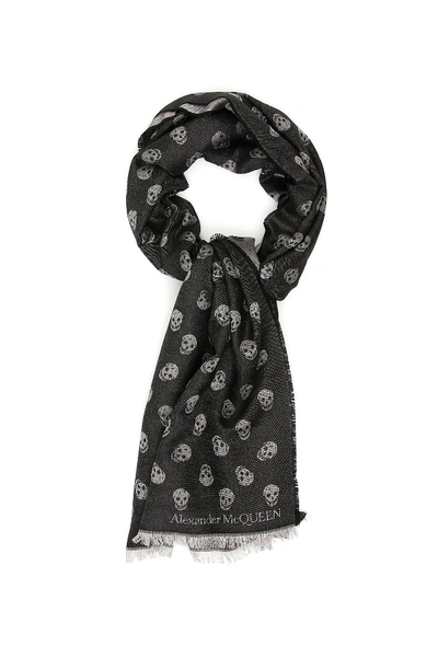 Shop Alexander Mcqueen Skull Logo Scarf In Multi