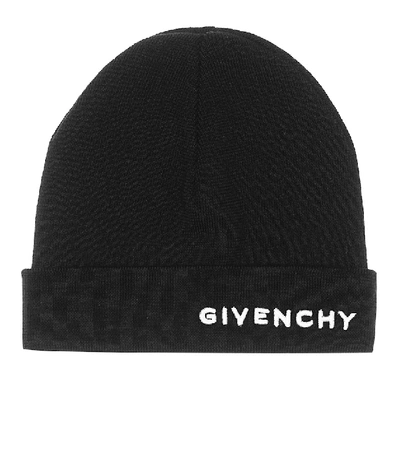 Shop Givenchy Logo Wool Beanie In Black