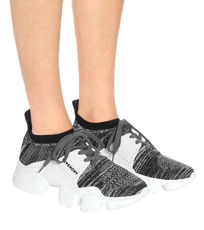 Shop Givenchy Jaw Knit Sneakers In Grey