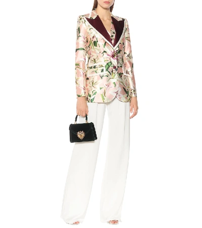 Shop Dolce & Gabbana Floral Silk Blend Blazer In Pink