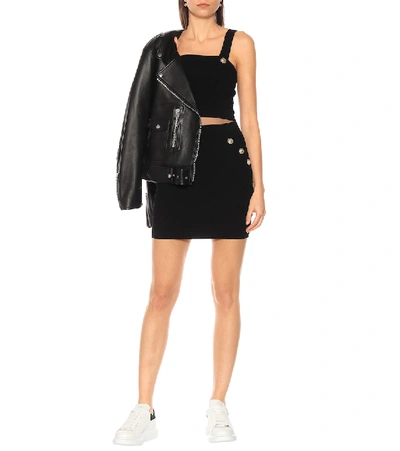 Shop Balmain Knit Crop Top In Black