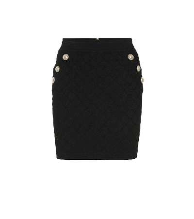 Shop Balmain Stretch-knit Miniskirt In Black