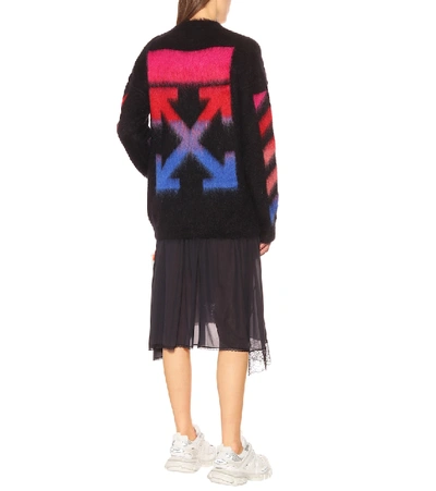 Shop Off-white Mohair And Wool-blend Sweater In Black