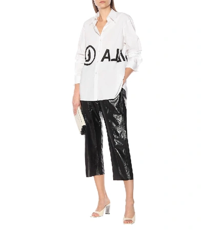 Shop Mm6 Maison Margiela High-rise Cropped Leather Pants In Black