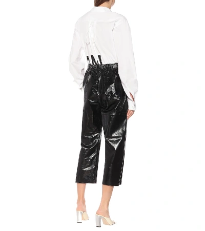 Shop Mm6 Maison Margiela High-rise Cropped Leather Pants In Black